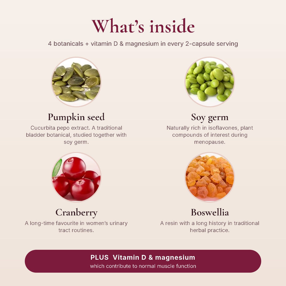 Lessa ingredients: pumpkin seed, soy germ, cranberry, boswellia